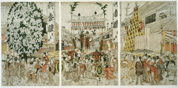 勝川春英: triptych print - 大英博物館