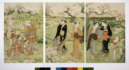鳥居清長: triptych print - 大英博物館