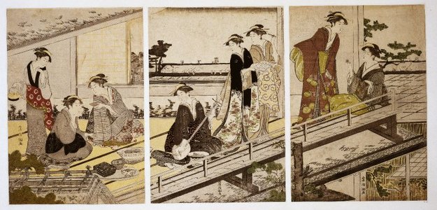 窪俊満: triptych print / benigirai-e - 大英博物館