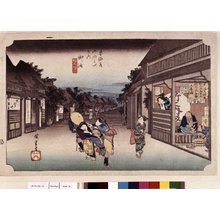 Utagawa Hiroshige, 歌川広重 (Utagawa Hiroshige (歌川広重))による浮世絵「No 36 Goyu tabibito tome-onna / Tokaido Gojusan-tsugi no uchi」