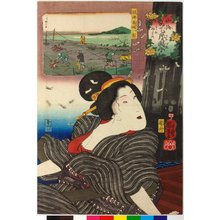 Utagawa Kuniyoshi: No. 8 Settsu Takanawa-shin kamo 摂津高縄鳧 (Geese from Takanawa in Settsu) / Sankai medetai zue 山海目出度図絵 (Celebrated Treasures of Mountains and Seas) - British Museum