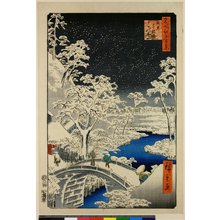 Utagawa Hiroshige: No 111,Meguro Taiko-bashi yuhi no oka 目黒太鼓橋夕日の岡 / Meisho Edo Hyakkei 名所江戸百景 - British Museum