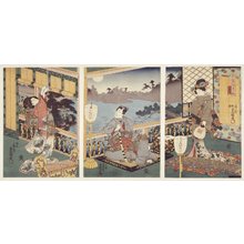 歌川国貞: Tsuki / Kacho Fugetsu no uchi - 大英博物館