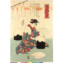 Estampe japonaise "Wata 綿 (Shaping cotton) / Fujin tewaza kagami 婦人手わざ鏡 (Mirror of Women's Tasks)" par Utagawa Kuniyoshi, 歌川国芳 (Utagawa Kuniyoshi (歌川国芳))