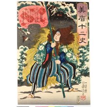 Utagawa Kuniyoshi, 歌川国芳 (Utagawa Kuniyoshi (歌川国芳))による浮世絵「I 亥 (Boar) / Mitate junishi 美盾十二史 (Selection for the Twelve Signs)」