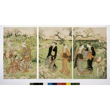 Torii Kiyonaga, 鳥居清長 (Torii Kiyonaga (鳥居清長))创作的日本版画《triptych print》