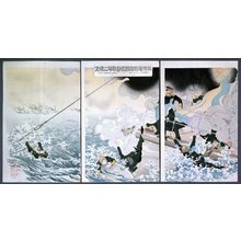 Tsukioka Kogyo: Ryojun kaisen rokoku teitoku chimei no genkyo (A visualization of the last moments of the Russian admiral in the naval battle of Lushun) - British Museum