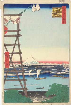 歌川広重: Ryogoku Ekoin and Moto Yanagi Bridge, no. 5 from the series One-hundred Views of Famous Places in Edo - ウィスコンシン大学マディソン校