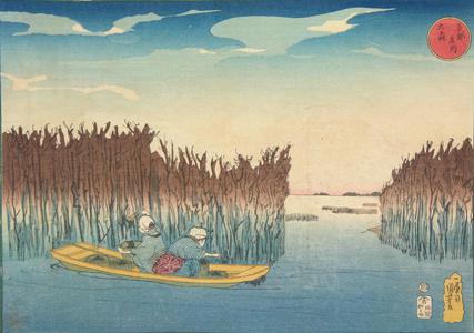 歌川国芳: Gathering Seaweed at Omori, from the series Famous Places ... - ウィスコンシン大学マディソン校