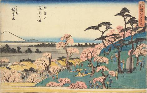 Japanese Print "Flower Viewing at Asuka Hill, from the series A New Selection of Famous Places in Edo" by Utagawa Hiroshige, 歌川広重 (Utagawa Hiroshige)