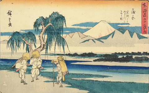 Utagawa Hiroshige: The Fuji River from Iwafuchi near Kambara, no. 16 from the series Fifty-three Stations of the Tokaido (Gyosho Tokaido) - University of Wisconsin-Madison