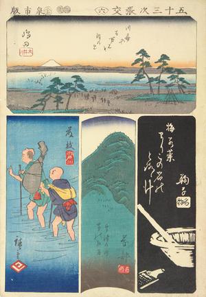 Utagawa Hiroshige: Shimada, Fujieda, Okabe, and Mariko, no. 6 from the series Harimaze Pictures of the Tokaido (Harimaze of the Fifty-three Stations) - University of Wisconsin-Madison