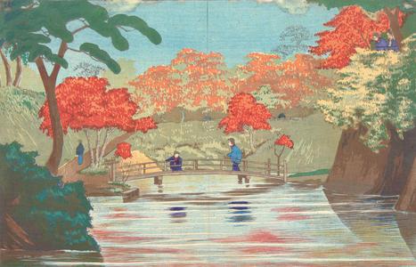 小林清親: Pond with Autumn Foliage - ウィスコンシン大学マディソン校