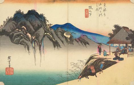 Utagawa Hiroshige: The Peak of Fudesute Mountain from Sakanoshita, no. 49 from the series Fifty-three Stations of the Tokaido (Hoeido Tokaido) - University of Wisconsin-Madison