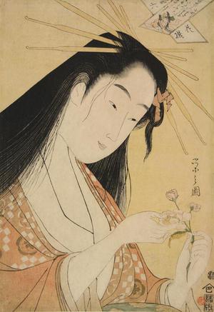 Hosoda Eishi: Courtesan as the Poetess Ono no Komachi, Cherry Blossom from the series Flowers and the Six Immortal Poets in Modern Dress - University of Wisconsin-Madison