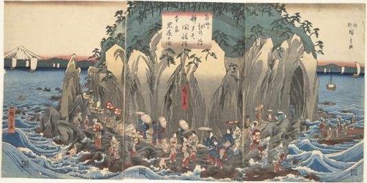 Utagawa Hiroshige: Pilgrimage to the Original Shrine of Benten in the Cave at Enoshima in Sagami Province - University of Wisconsin-Madison