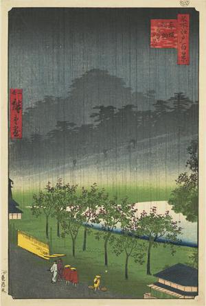 Utagawa Hiroshige: Evening Rain at the Paulownia Plantation at Akasaka, alternate no. 48 from the series One-hundred Views of Famous Places in Edo - University of Wisconsin-Madison