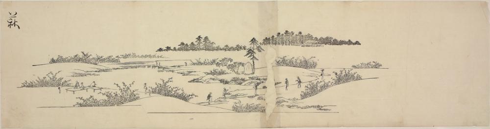 歌川広重: Hagidera, from a series of Views of the Environs of Edo - ウィスコンシン大学マディソン校