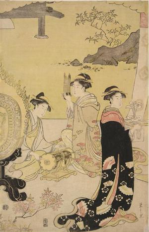 Hosoda Eishi: Women Preparing for a Musical Performance, from the series The Tale of Genji in Elegan Modern Dress - University of Wisconsin-Madison