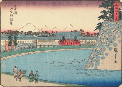 Utagawa Hiroshige: The Bank of the Moat in the Yamashita District of the Eastern Capital, no. 30 from the series Thirty-six Views of Mt. Fuji - University of Wisconsin-Madison