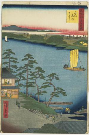 歌川広重: Niijuku Ferry, no. 93 from the series One-hundred Views of Famous Places in Edo - ウィスコンシン大学マディソン校