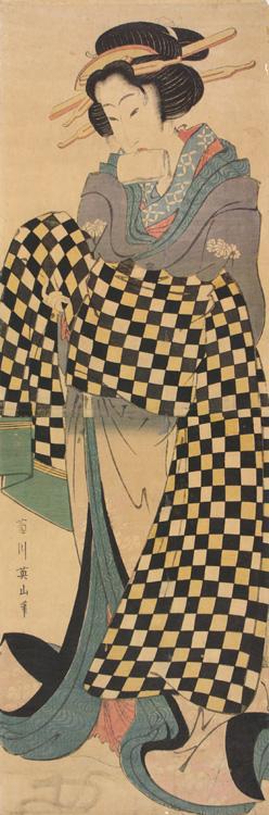 Kikugawa Eizan: Geisha Tying a Checkered Sash - University of Wisconsin-Madison