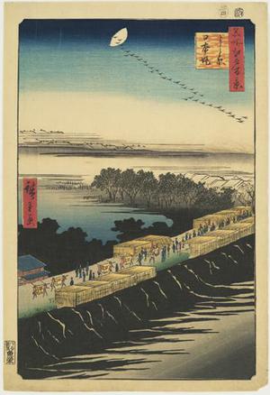 歌川広重: The Nihon Embankment and the Yoshiwara, no. 100 from the series One-hundred Views of Famous Places in Edo - ウィスコンシン大学マディソン校