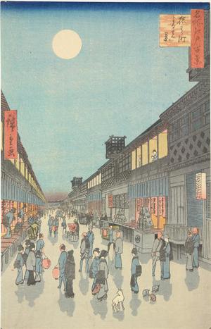 歌川広重: Night View of Saruwakacho, no. 90 from the series One-hundred Views of Famous Places in Edo - ウィスコンシン大学マディソン校