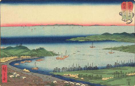 Utagawa Hiroshige: Niigata in Echigo Province, no. 4 from the series Mountains and Seas in a Wrestling Tournament - University of Wisconsin-Madison