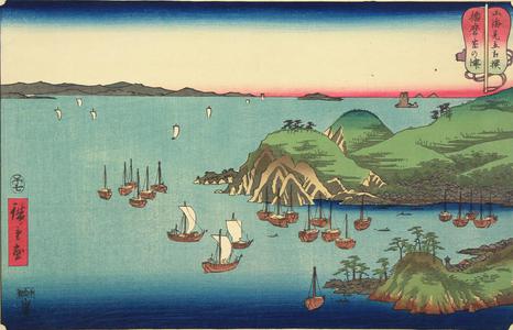 Utagawa Hiroshige: Muronotsu in Harima Province, no. 18 from the series Mountains and Seas in a Wrestling Tournament - University of Wisconsin-Madison