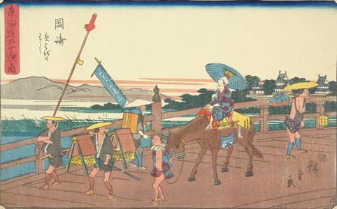 Utagawa Hiroshige: Yahagi Bridge at Okazaki, no. 39 from the series Fifty-three Stations of the Tokaido (Gyosho Tokaido) - University of Wisconsin-Madison