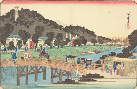 歌川広重: Akabane Bridge in Shiba, from the series Famous Places in the Eastern Capital - ウィスコンシン大学マディソン校