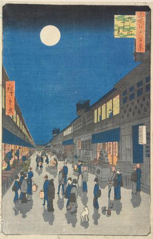 歌川広重: Night View of Saruwakacho, no. 90 from the series One-hundred Views of Famous Places in Edo - ウィスコンシン大学マディソン校