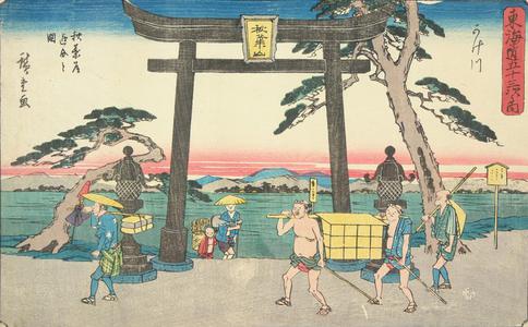 Utagawa Hiroshige, 歌川広重 (Utagawa Hiroshige)による浮世絵「The Junction of the Road to Akiba at Kakekawa, no. 27 from the series Fifty-three Stations of the Tokaido (Gyosho Tokaido)」