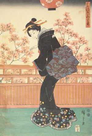 Utagawa Hiroshige: Woman at a Balustrade, from the series A Modern Version of Genji's Flower Banquet - University of Wisconsin-Madison