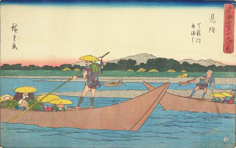 Utagawa Hiroshige: Ferries on the Tenryu River at Mitsuke, no. 29 from the series Fifty-three Stations of the Tokaido (Gyosho Tokaido) - University of Wisconsin-Madison