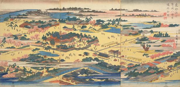 Utagawa Hiroshige: The Precincts of the Tomigaoka Hachiman Shrine at Fukagawa, from the series Famous Places in the Eastern Capital - University of Wisconsin-Madison