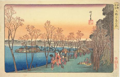 歌川広重: Shinobazu Pond at Ueno, from the series Famous Places in Edo - ウィスコンシン大学マディソン校