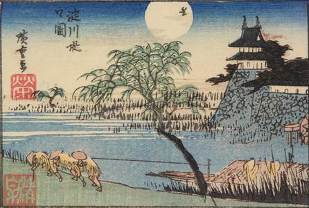 Utagawa Hiroshige: Bank of the Yodo River in Osaka, from a series of Views of Edo, Osaka, and Kyoto - University of Wisconsin-Madison