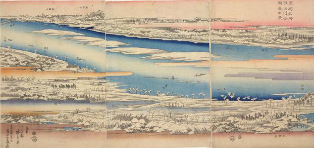 歌川広重: The Sumida River in the Snow, from the series Famous Places in the Eastern Capital - ウィスコンシン大学マディソン校