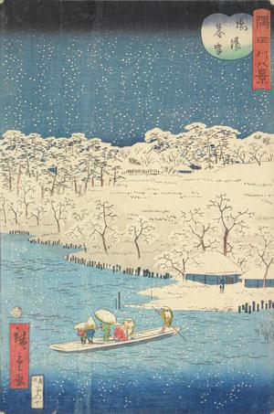 二歌川広重: Evening Snow at Hashiba, from the series Eight Views of the Sumida River - ウィスコンシン大学マディソン校