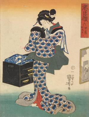 Utagawa Kuniyoshi: Okaru Holding a Mirror, act 6 from the series The Play Chushingura - University of Wisconsin-Madison