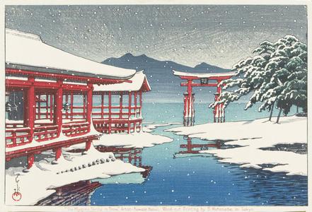 川瀬巴水: The Miyajima Shrine in Snow - ウィスコンシン大学マディソン校