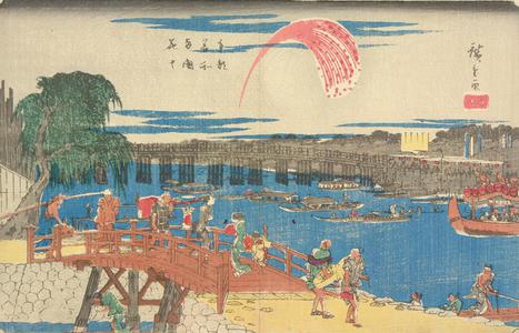 歌川広重: Fireworks at Ryogoku, from the series Famous Places in the Eastern Capital - ウィスコンシン大学マディソン校