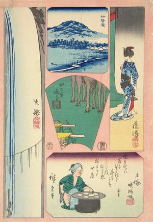 歌川広重: Five Vignettes of Stations on the Road to Oyama, from the series Harimaze Pictures of the Road to Oyama - ウィスコンシン大学マディソン校