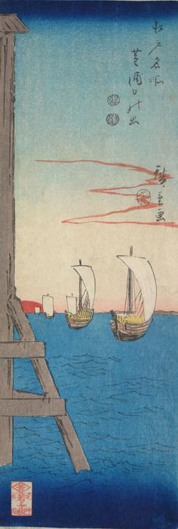 Utagawa Hiroshige: New Year's Sunrise at Shiba Bay, from the series Famous Places in Edo - University of Wisconsin-Madison