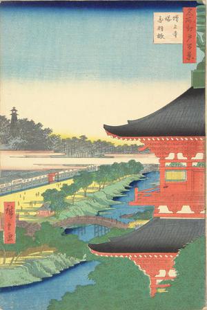歌川広重: Zojoji Pagoda at Akabane, no. 49 from the series One-hundred Views of Famous Places in Edo - ウィスコンシン大学マディソン校