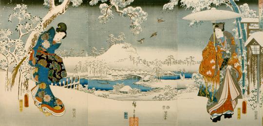 無款: Snow Viewing, from the series An Elegant Genji - ウィスコンシン大学マディソン校