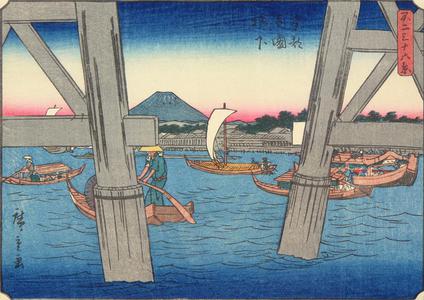 歌川広重: Below Ryogoku Bridge in the Eastern Capital, no. 31 from the series Thirty-six Views of Mt. Fuji - ウィスコンシン大学マディソン校