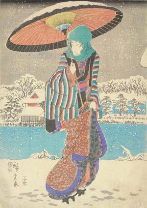 Utagawa Hiroshige: Woman Standing in Snow - University of Wisconsin-Madison